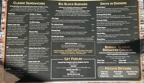 Menu At The Garage Pub And Bar Pine City