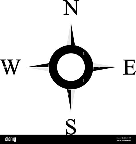 Compass Rose Vector With Four Directions In Black And Grey Marine Nautical Or Trekking