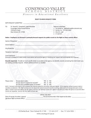 Fillable Online Right To Know Request Form Date Request Submitted