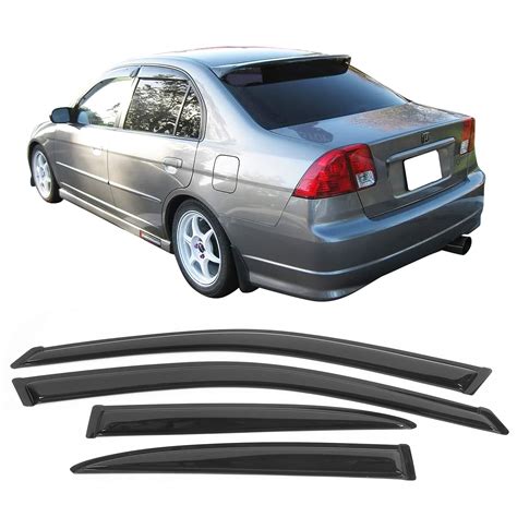 Window Visor Compatible With 2001 2005 Honda Civic EM2 Sedan Slim