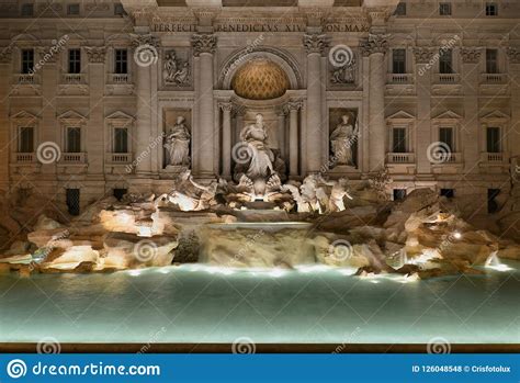 Trevi Fountain at night stock photo. Image of palace - 126048548