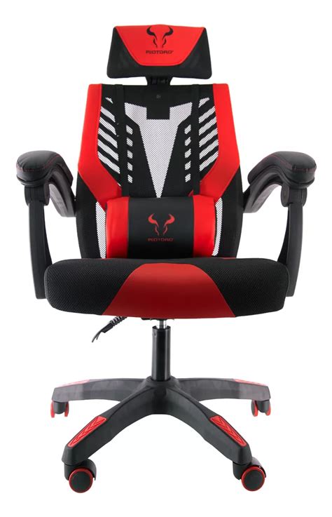 Silla De Escritorio Riotoro M Gamer Ergonomica Negra Y Roja Con