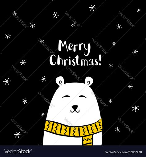 Christmas Card With Polar Bear Royalty Free Vector Image