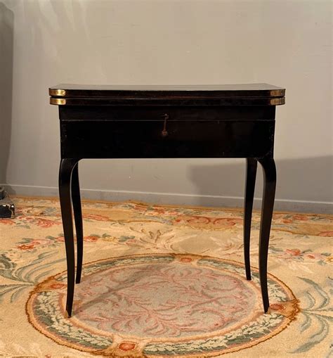 Proantic Rare Table A Jeu Tric Trac Laquée Noire d Epoque Louis XV V