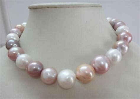 HUGE 18 13 16MM NATURAL SOUTH SEA WHITE GOLD PINK PURPLE ROUND PEARL