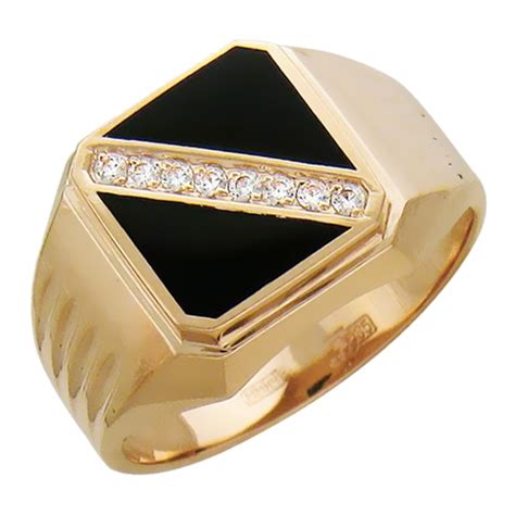 Мужской золотой перстень с Оникс Фианитами или Бриллиантами