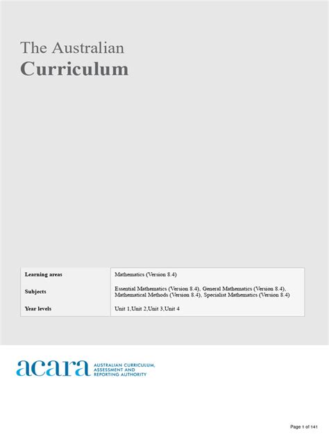 Australian Curriculum | PDF | Teaching Mathematics | Curriculum