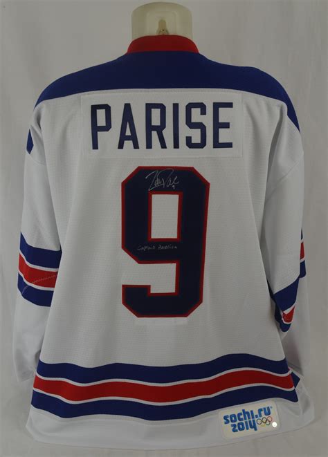 Lot Detail - Zach Parise Team USA 2014 Sochi Olympics Game Worn Jersey ...