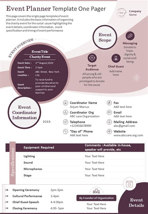 Event One Pager Template Prntbl Concejomunicipaldechinu Gov Co