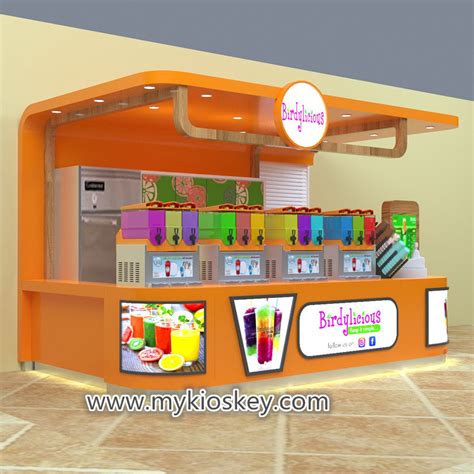 Fresh Juice Bar Kiosk With Beverages Display Counter For Sale