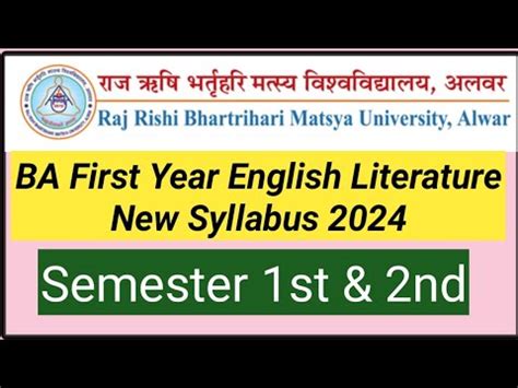 Ba St Year English Literature Syllabus Matsya University Alwar