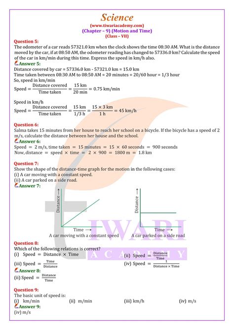 Ncert Solutions For Class 7 Science Chapter 9 Motion And Time