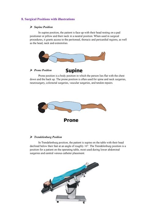 Surgical Positions With Illustrations 8 Surgical Positions With