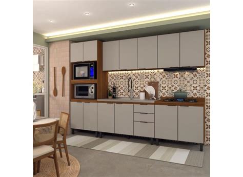 Cozinha Completa Alice Portas Gavetas Marrom Nude Panorama M Veis O Melhor Pre O No