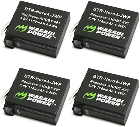 Wasabi Power Battery For GoPro HERO4 And GoPro AHDBT 401 4 Pack