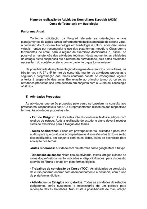 PDF Plano de realização de Atividades Domiciliares Especiais ADEs