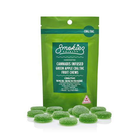 Smokiez Edibles Smokiez Fruit Chews Green Apple 1 1 10 X 10mg Thc X 10mg Cbg Star Buds