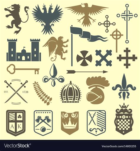 Heraldic royal crest medieval knight elements Vector Image