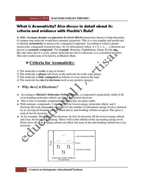 Aromaticity With Huckle's Rule | PDF | Aromaticity | Physical Sciences