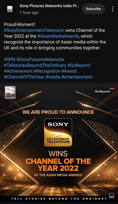 Good News - Sony Entertainment Television wins channel of the year 2022 ...