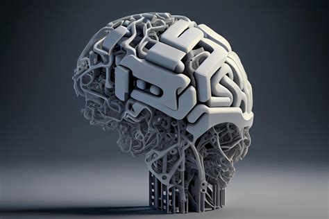 A Robot Head Model With A Human Brain On It 3D Rendering 21826156