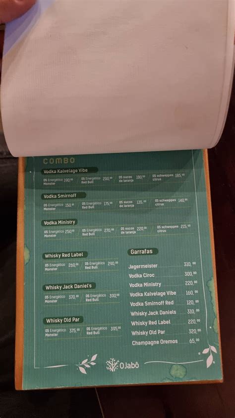 Menu Em O Jab Bar Jardim Maring