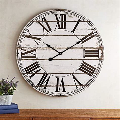 Large Wall Clock Vintage Distressed Shiplap Decorative Roman Wall