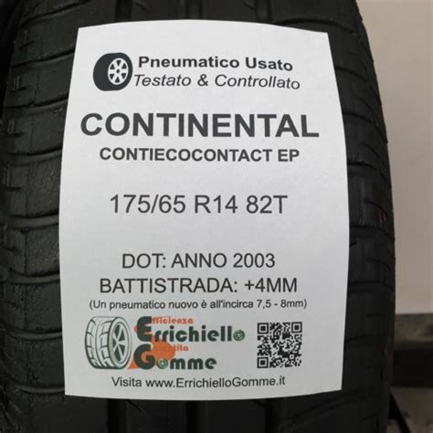 175/65 R14 82T Continental ContiEcoContact EP – 50% +4mm Gomme Estive ...