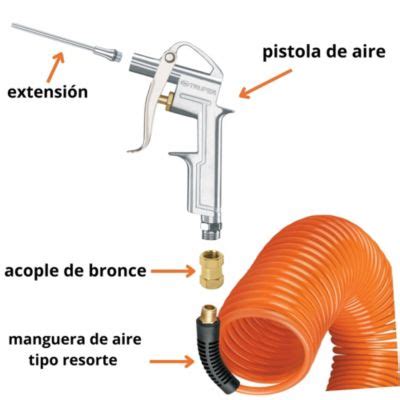 Ripley KIT PISTOLA PARA SOPLETEAR MANGUERA DE AIRE TIPO RESORTE 15M