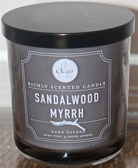 DW HOME CANDLE SANDALWOOD MYRRH GREY WAX 1 Wick 33 Hours Glass Jar