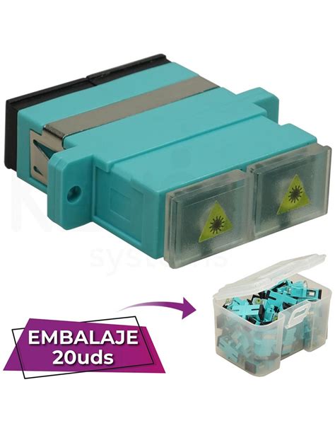 Adaptador Fibra SC SC PC MM OM3 Multimodo Dx Duplex Aqua