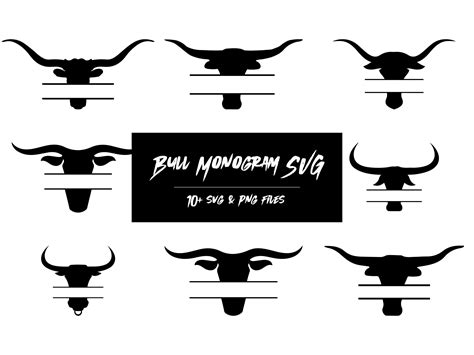 Texas Longhorn Monogram Svg Texas Longhorn Svg Bull Monogram Svg