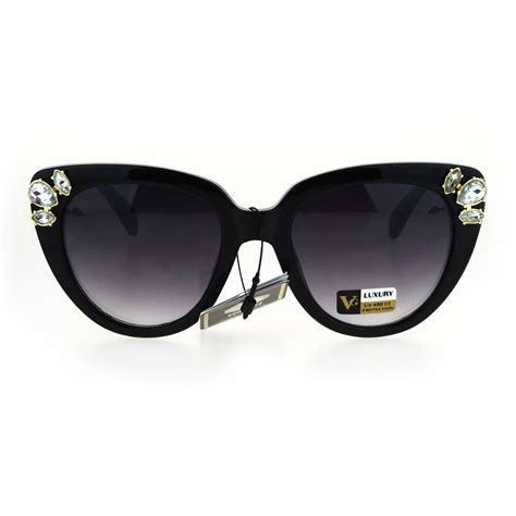 Large Rhinestone Bling Iced Womens Cat Eye Designer Sunglasses Ebay