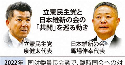 立憲・維新、共闘解消へ 選挙協力やらず、自民は歓迎 毎日新聞