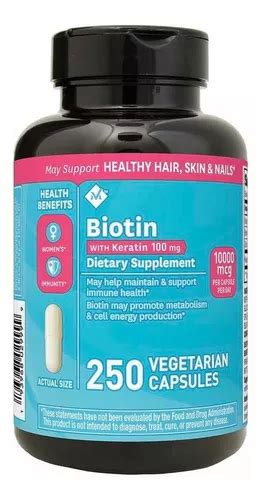 Biotina Biotin 10000 Mcg Keratina Vitamina C 250 Cap Cuotas sin interés