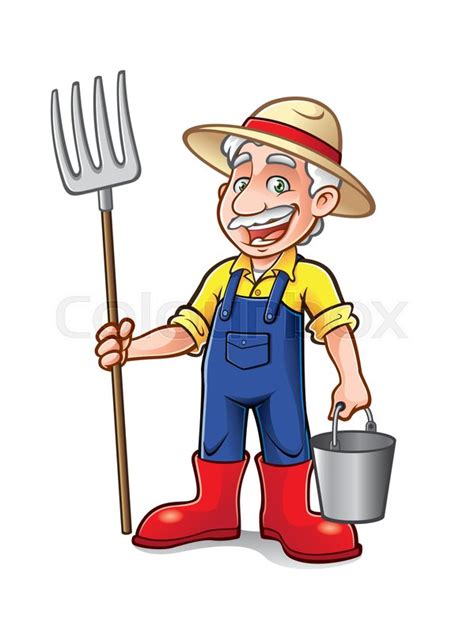 Cartoon farmer was standing with a ... | Stock vector | Colourbox