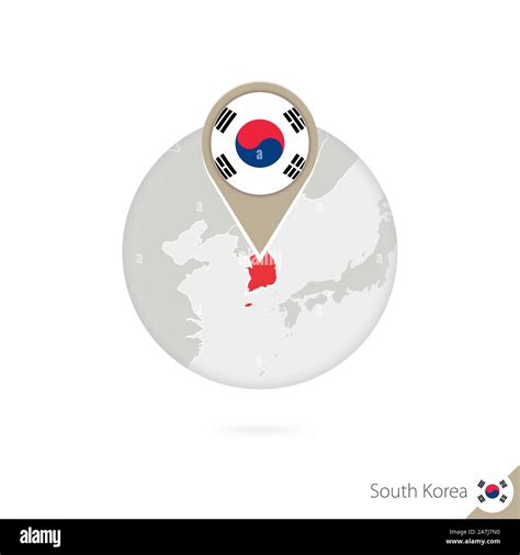 Südkorea Karte und Flagge im Kreis Karte von Südkorea Südkoreas