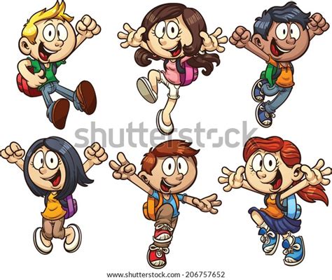 Cartoon School Kids Vector Clip Art Stock Vector (Royalty Free) 206757652 | Shutterstock