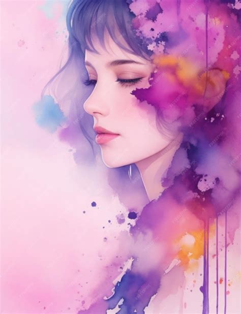 Premium AI Image | Floral Elegance Watercolor Girl Art