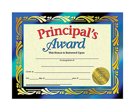 Hayes Publishing Certificates Principals Award X Multicolor Pre