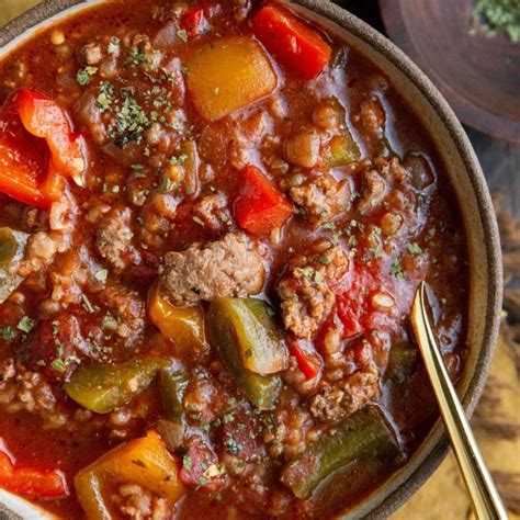 Crock Pot Stuffed Pepper Soup The Roasted Root