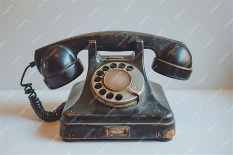 Premium Photo | Vintage Black Rotary Telephone on a White Background