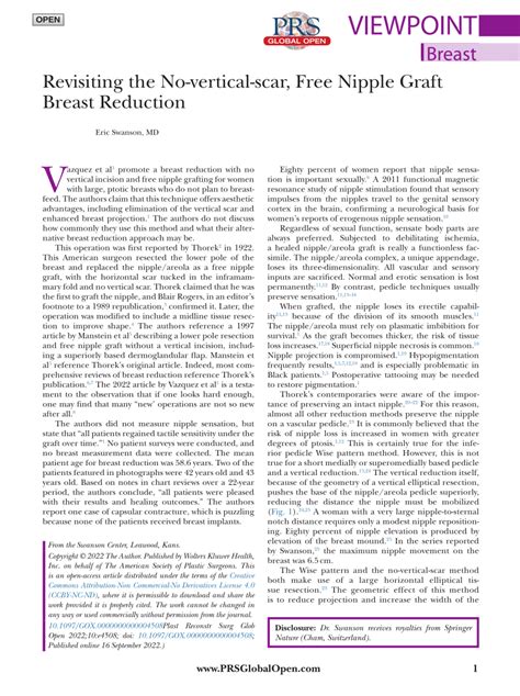 Pdf Revisiting The No Vertical Scar Free Nipple Graft Breast Reduction