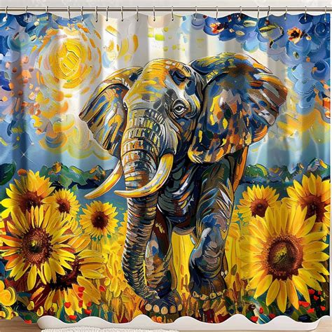 Van Gogh Inspired Elephant And Sunflowers Shower Curtain Walmart