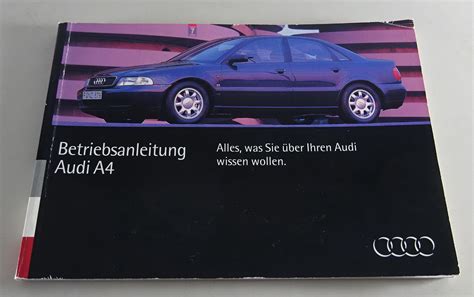 Betriebsanleitung Handbuch Audi A4 Incl Quattro Typ B5 Stand 09 1994