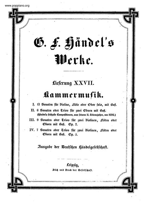 Georg Friedrich Handel Trio Sonata In G Minor Hwv 393 Sheet Music Pdf