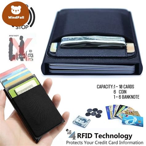 Ultra Thin Aluminum Automatic Pop Up Smart Wallet Mini Rfid Credit