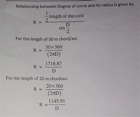 What Is Degree Of A Curve Derive A Relation Between The Radius And