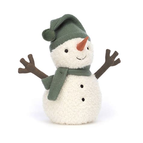 Peluche Bonhomme De Neige Avec Bonnet Et Charpe Verte Jellycat