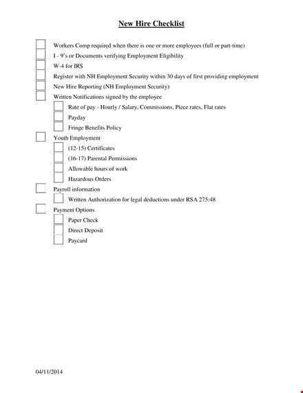 New Hire Checklist Template